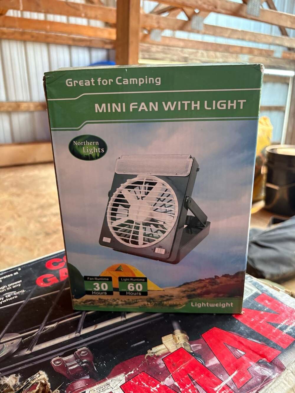 Northern Lights Mini Fan with Light Portable Camping Fan